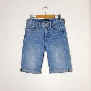 Lauren Ralph Lauren Women's Blue Mid Rise Slim Fit Bermuda Jeans Short Size 2